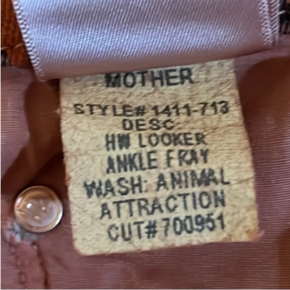 MOTHER High Waisted Looker Ankle Fray Animal Attraction Red Leopard Size 26 NWOT